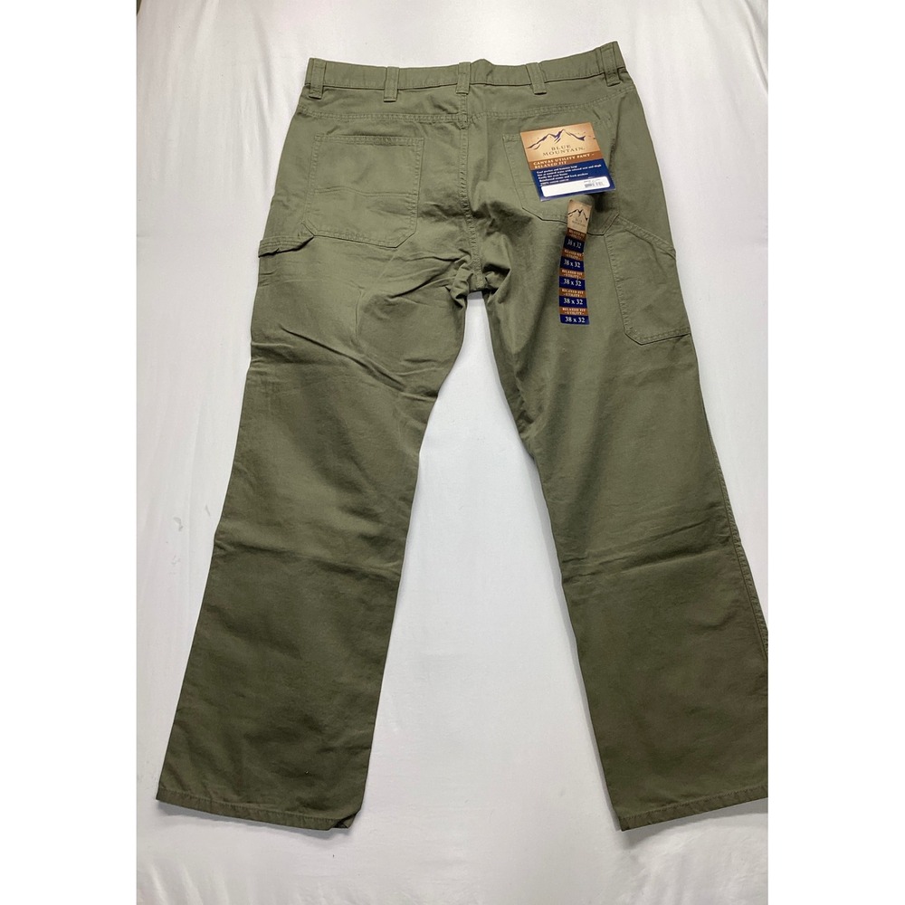 Blue Mountain Mens Canvas Utility Pants 38x32 Relaxed Fit Olive Green Workwear